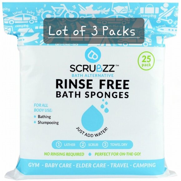 75 Pieces - SCRUBZZ - Disposable No Rinse Bathing Wipes - Single Use Shower Bath - Picture 1 of 2